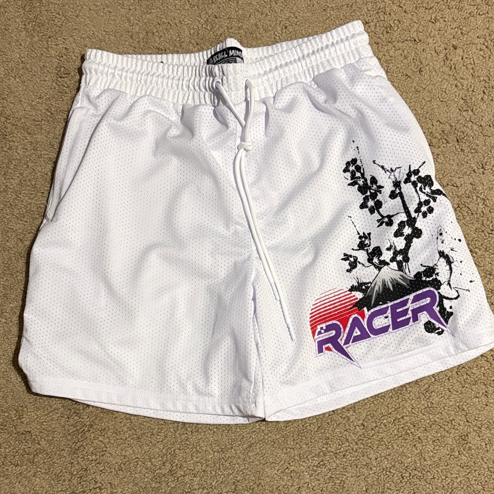 Acer White Athletic Men's Shorts with Graphic